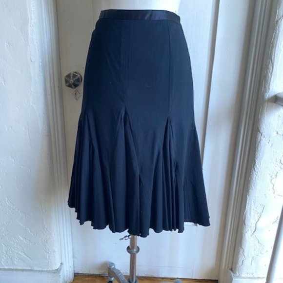 Elevenses Anthropologie Womens Black Pleated Flared Skirt Size 4 - Picture 1 of 6